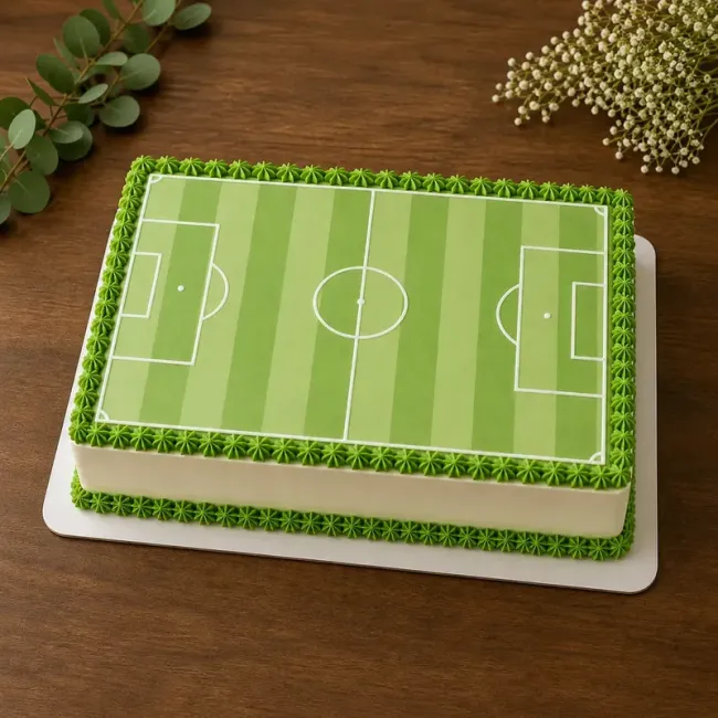 Preview: Personalisierter Fußballfeld Tortenaufleger mit individuellem Wunschtext und Spruch